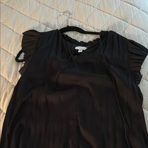 Current Air Black Ruffled Pleated Blouse